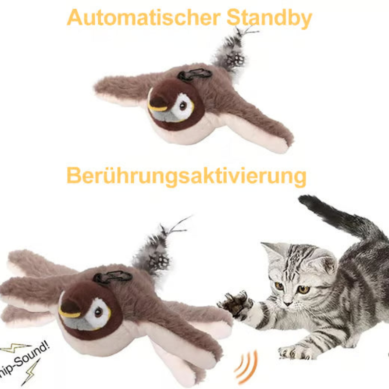 🔥🐾Flappendes Vogel-Katzenspielzeug – USB-aufladbarer und bewegungsaktivierter zwitschernder Vogel