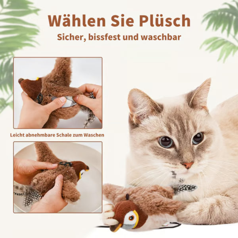 🔥🐾Flappendes Vogel-Katzenspielzeug – USB-aufladbarer und bewegungsaktivierter zwitschernder Vogel