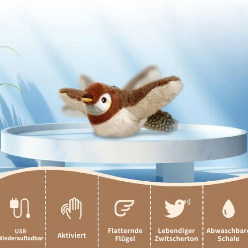 🔥🐾Flappendes Vogel-Katzenspielzeug – USB-aufladbarer und bewegungsaktivierter zwitschernder Vogel