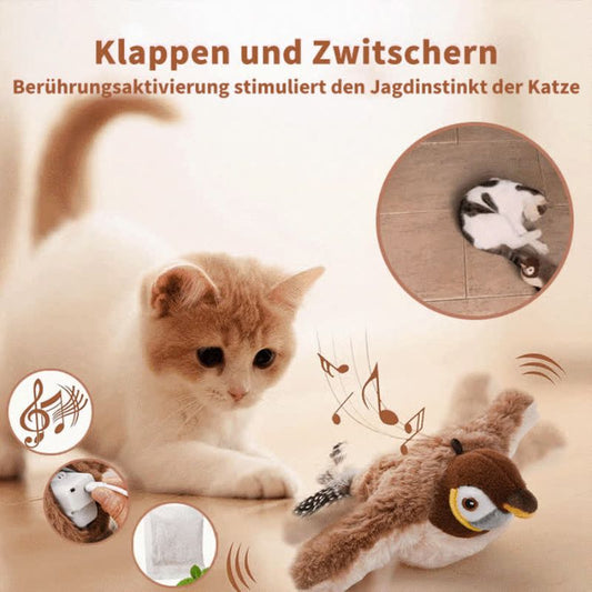 🔥🐾Flappendes Vogel-Katzenspielzeug – USB-aufladbarer und bewegungsaktivierter zwitschernder Vogel