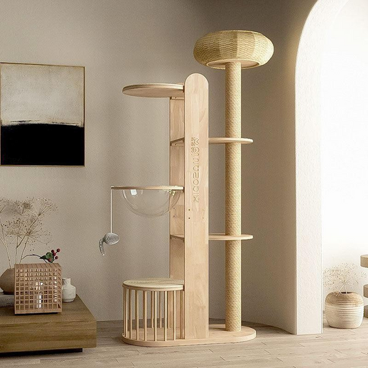 Capsule Climbing Wood Tree for Multiple Cat